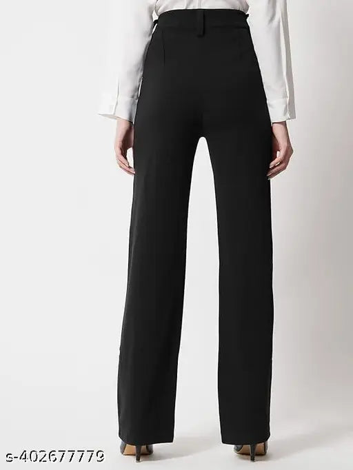 Classic graceful women's suit set, cotton blend V-neck top & pants for office, printed two-piece coord set