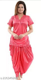 Satin dhoti-patiala style night suit for women & girls, free size and indian origin