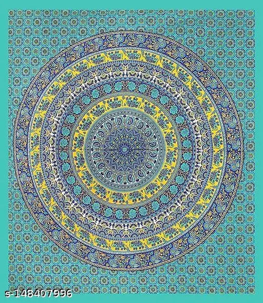 Double bed pure cotton Jaipuri bedsheet (90x100), 144 thread count, multicolor