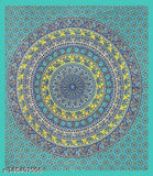 Double bed pure cotton Jaipuri bedsheet (90x100), 144 thread count, multicolor