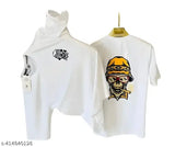 Ghost printed men's cotton blend regular fit t-shirt with short sleeves, India origin