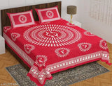 Jaipuri cotton double bedsheet combo pack, 2 bedsheets & 4 pillow covers, tribal pattern, summer-ready, fine quality, ideal for adults, made in India (160 thread count, double queen size)