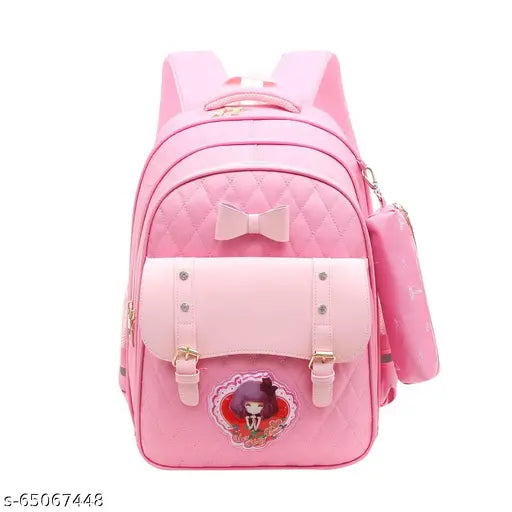 Durable pink polyester Tinytot designer school backpack, 25L capacity for girls' essentials