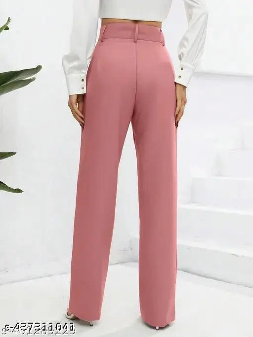 Solid cotton blend retro trousers set for two, trendy women's combo in India