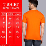 Orange printed polyester Mahadev T-shirt with short sleeves, featuring OM SHIVA design for devotees (DS03)