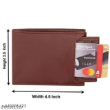 Brown PU casual trendy men's bi-fold wallet with 5 card slots, featuring a solid pattern for daily use and versatile storage compartments including coin pocket and currency holders. Ideal gift for men, boys, or partners