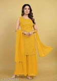Georgette embroidered kurta with dupatta and bottomwear, perfect fit for all weather seasons and everyday wear