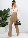 Cotton blend solid net trousers for women, fashionable and trendy with 2 available sizes: 26, 28, 30, 32, 34 (Waist: 26in/30in/28in/32in/34in; Length: 38in/39in)
