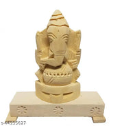 White wooden Swetharka Ganesh idol, Vellerkku Root Vinayagar original, with stand (Size no: 0). Traditional Indian puja article, known for knowledge, concentration power, and prosperity