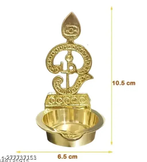 Brass Muruga idol, traditional OM Vilakku, Indian religious artifact, 6.5 x 10.5 cm