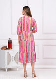 Multicolor viscose rayon anarkali kurta for women, short sleeves, printed combo
