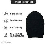 Black wool beanie cap, solid pattern, onesize from India