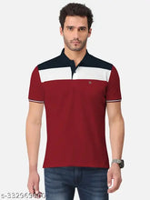 Multicolor cotton blend men's polo t-shirt, short sleeves, colorblocked design. BULLMER premium quality, no pockets, comfortable fit, stretchable, stylish look. Size M (41in chest, 28in length), L (43in chest, 29in length), XL (45in chest, 28.5in length), XXXL (49in chest, 30.5in length), 4XL (51in chest, 31in length). Made in India
