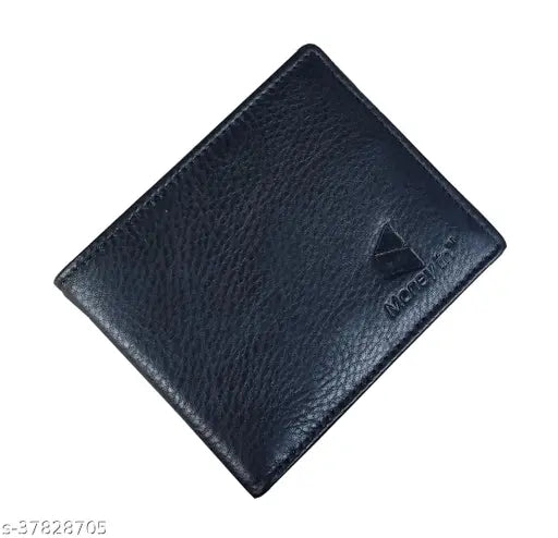 Black genuine leather men's wallet with RFID blocking, 2 compartments, coin pocket, and 7 card slots