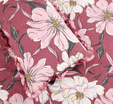 Luxurious cotton king size bedsheet set of 5 pieces, floral print with zippered quilted pillow covers. Heavy quality bedding for home and hotels