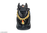 Handcrafted black poly resin SCULPTO MANIA Nandi Idol, ideal home showpiece or temple Puja item, medium size