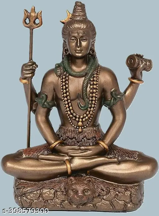 Multicolor resin Shiv Murti statue, 7cm x 3.5cm x 8cm, for home temple or desk table living room worship