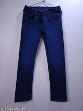 Dark blue denim straight men's jeans for stylish comfort, perfect for summer breathability and unique style statement. Size 30