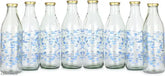 Blue Glass WaterMilk Bottles (1000ML x 8), eco-friendly, reusable fridge essential for cool beverages