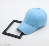Sky blue cotton baseball cap, solid pattern, perfect for summer sports or leisure wear