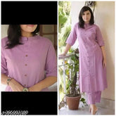 Cotton Kaatha kurta palazzo set, solid color Indian cotton outfit for women with short sleeves and pants