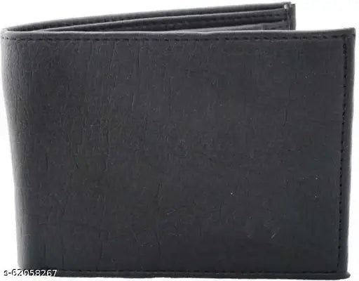Genuine leather black men's wallet with textured pattern, 5 compartments for organized storage. Classic Indian craftsmanship