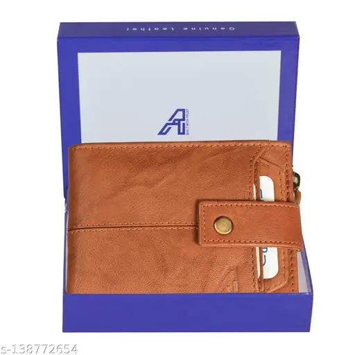 Antique Tan Genuine Leather RFID Wallet with 12 card slots, solid leather design, compact dimensions for everyday use