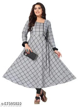 Grey checked rayon kurti for festive & formal wear, ideal for Indian events