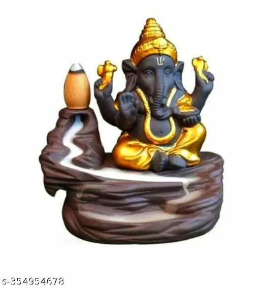 Indian FrontSide Smoke Fountain Combo, gold Ganesh smoke with backflow cones