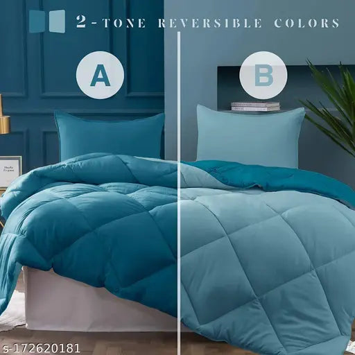 TealSky reversible microfibre king-sized comforter, premium 250 GSM for heavy winter use, 210 thread count