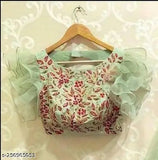 Light green net lehenga choli with lace work and ruffle dupatta, semi-stitched for parties and functions, made in India