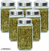 Silver glass cereal dispenser pack of 6 (1000ml), ideal for dry food storage and kitchen organization