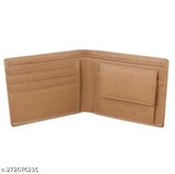 Stylish light brown faux leather men's wallet with one coin pocket - perfect for organizing cards and cash