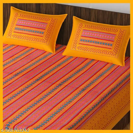 White 180 tc pure cotton double bed sheet set with 2 pillow covers, soft and luxurious for a comfortable sleep