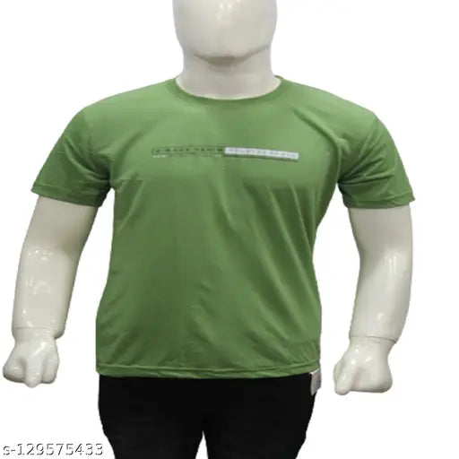 Moss color cotton blend men's round neck half sleeve printed t-shirt by Recline - comfortable, cost effective, easy to wash, high quality