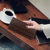 Umber brown faux leather clutch purse for women & girls, holds mobile, cards, makeup, passport, with 5 compartments, magnetic closure, and 6 card slots