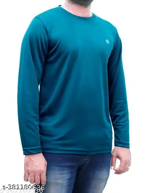 Men's round neck regular dry fit cotton blend t-shirt, long sleeves, printed net design, quickdry & lightweight - ideal for gym, sports, and active wear
