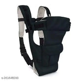 Black polyester net 3-in-1 ergonomic baby carrier with carrying basket, adjustable sling and kangaroo design for infant and mother travel (0 to 2 years)