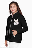 Wool LUFEEP kids girls sweatshirt & hoodie with printed net design (N), long sleeves, 10-13 years old, India