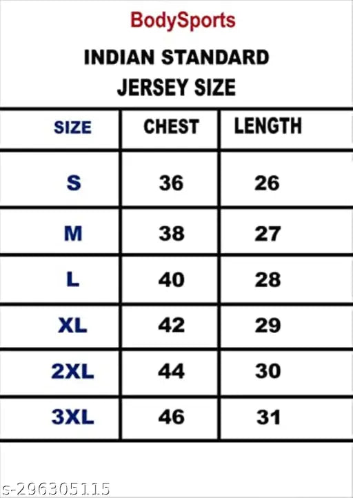 Comfortable polyester sports jersey & shorts for football, tennis, hockey, badminton, running. Printed design with short sleeves, suitable for various outdoor and indoor sports activities like cricket, gymwear, running. Available size XXL (Chest: 44in, Length: 30in). Made in India