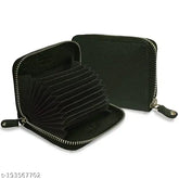 Exclusive Black Leatherite RFID Blocking Card Wallet, 11-slot design with 5 compartments for cards and cash, ideal for both men and women