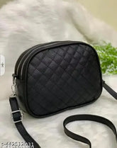 PU checked sling bag for women. Three compartments, free size (10x8x2in), Indian made