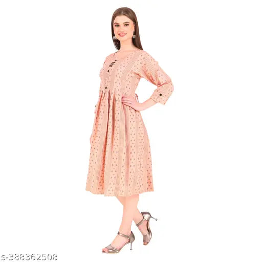 Printed cotton blend long frock combo in 2 colors, S-XXXXL sizes - Indian ethnic wear