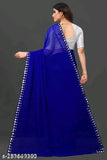 Handmade Aari work Georgette cut saree with faux mirror work, ideal for Indian parties
