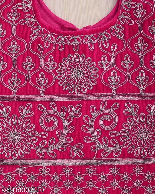 Velvet & net embellished kid's lehenga-choli (9-24 months), abstract stitch design, India origin