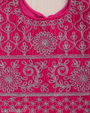 Velvet & net embellished kid's lehenga-choli (9-24 months), abstract stitch design, India origin