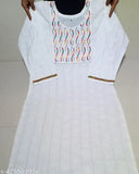 White multicolor embroidered Afghani suit with dupatta and bottomwear for women - cotton fabric, embroidered pattern, stitched net, single quantity, breathable and easy to wash. Afghani dress, salwar suits, kurta set