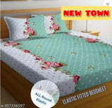 Glace cotton floral fitted bedsheet & 2 pillow covers (Pack of 1), supersoft shine for summer, queen size