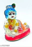 Sky blue, unbreakable PVC Krishna idol (10cm H x 5cm B), traditional Indian decor piece