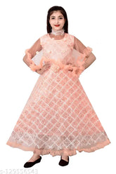 Pink net western party dress for girls aged 10-11 (34in bust, 42in length) or 12-13 (36in bust, 44in length)